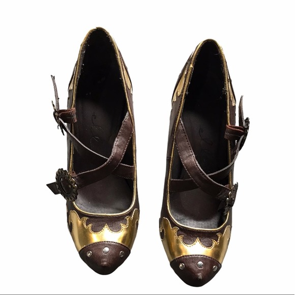 Elle | New Unique Embroidered Flame Heels gold - Picture 6 of 10